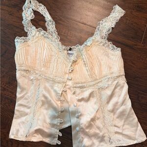 Princess Polly Cream Lace-Trim Satin Cami